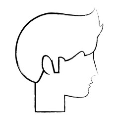 sketch of avatar man head icon over white background, vector illustration