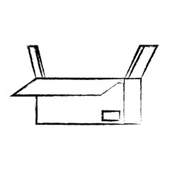 sketch of carton box icon over white background, vector illustration