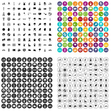 100 bicycle icons set vector in 4 variant for any web design isolated on white