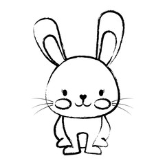 sketch of cute rabbit icon over white background, vector illustration
