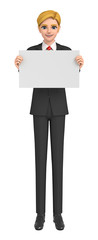 3D illustration character - A business man who illustrates by a white board.