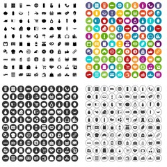 100 supermarket icons set vector in 4 variant for any web design isolated on white
