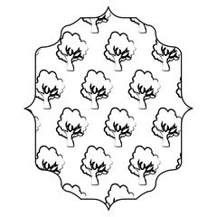 decorative arabic frame with trees pattern over white background, colorful design. vector illustration