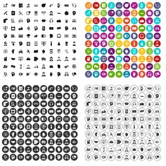 100 support network icons set vector in 4 variant for any web design isolated on white