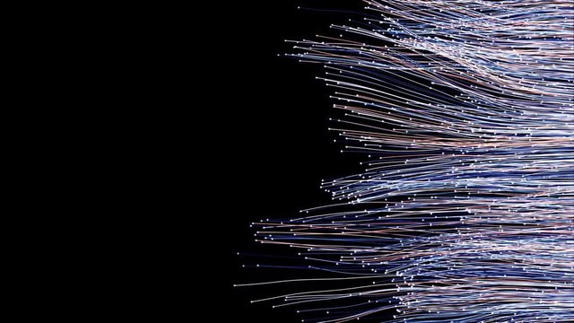 Fiber optic cables spread out across the frame. Abstract 4K UHD animation rendered at 16-bit color depth.