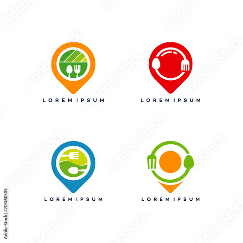 Set Of Food Point Logo Designs Concept Set Of Food Point Logo Designs Concept Template
