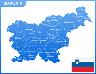 The detailed map of Slovenia with regions or states and cities, capitals. Administrative division
