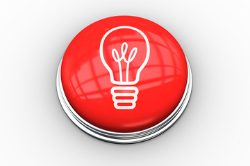 Light bulb graphic on digitally generated red push button