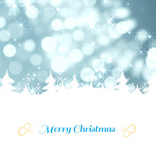 Christmas greeting card against light circles on blue background