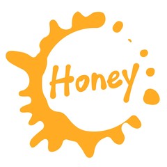 Round honey label. Honey label splash. Vector illustration.