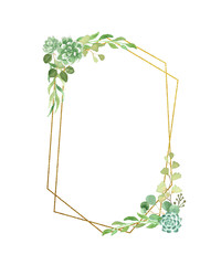 Watercolor Floral Geometric Frame
