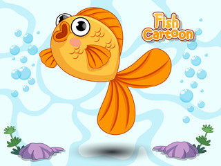 Cute Fish Cartoon vector. Colorful cartoon flat aquarium fish icon
