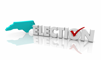 North Carolina NC Election Voting State Map Word 3d Illustration