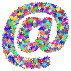 Alphabet symbol commercial at or email sign composed of colorful stars