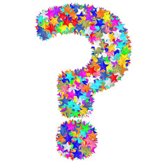 Alphabet symbol question sign composed of colorful stars