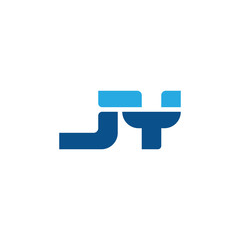 Initial letter JY, straight linked line bold logo, simple flat blue colors