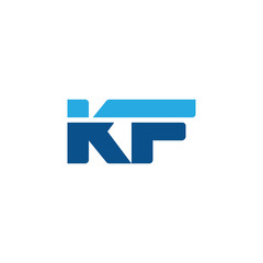 Initial letter KF, straight linked line bold logo, simple flat blue colors
