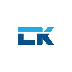 Initial letter LK, straight linked line bold logo, simple flat blue colors