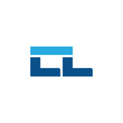 Initial letter LL, straight linked line bold logo, simple flat blue colors