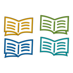 Colorful book set icons, flat design.
