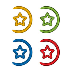 Colorful moon stars set icons, flat design