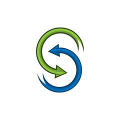 S letter with arrow vector icon