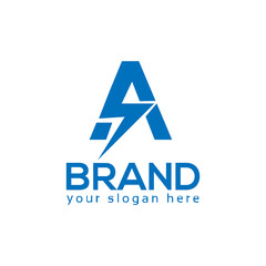 Letter A and S with electricity on white background. Logo Design Template. Flat design