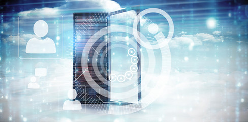 interface against digitally generated black and blue matrix