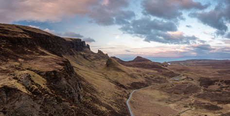 Sunset Panorama The Quiraing on Isle of Skye, Scotland