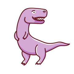 Fototapeta premium Cute cartoon dinosaur isolated on white background. Vector illustration