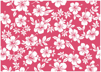 Hibiscus's full handle background illustration, texture, seamless design,Image of summer