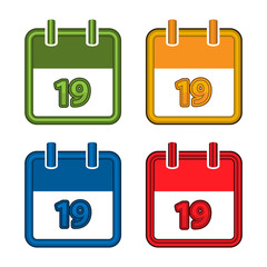 Colorful vector calendar. Calendar Date. 19. Flat design