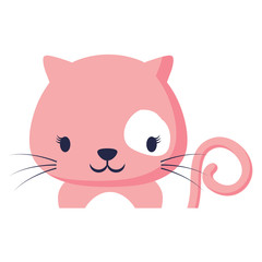 cute cat icon over white background, colorful design. vector illustration