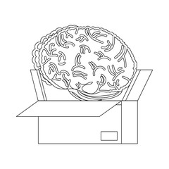 box with human brain icon over white background, vector illustration