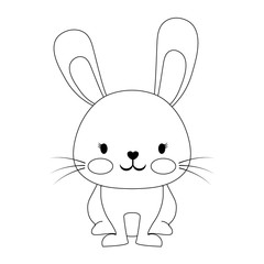 cute rabbit icon over white background, vector illustration