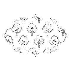 decorative arabic frame with trees pattern over white background, vector illustration