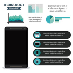 Tehnology infographic with statistics and elements vector illustration graphic design