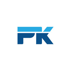 Initial letter PK, straight linked line bold logo, simple flat blue colors