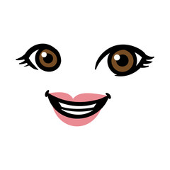 Cartoon Female Eyes and Mouth