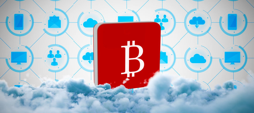 Digitally composite image of storm clouds  against app interface