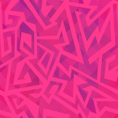 Pink geometric seamless pattern with grunge effect