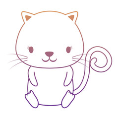 cute cat icon over white background, colorful design. vector illustration