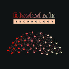 Blockchain vector illustration. Bitcoin and Ethereum trading concept.