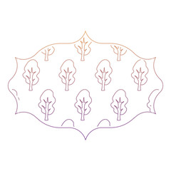arabic frame with trees design over white background, vector illustration