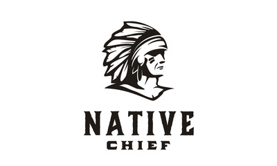 American Native Indian Chief Headdress Logo illustration