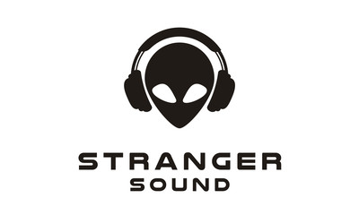 Headphone Earphone Hip Hop DJ Alien Music Studio Record logo design 