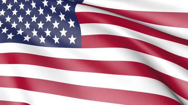 US Flag waving in the Wind in a seamless Looping Animation