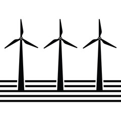 Three wind turbines.