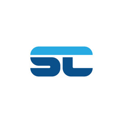 Initial letter SC, straight linked line bold logo, simple flat blue colors