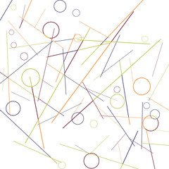 Geometric Memphis Background. Simple Pattern for Postcard, Print, Banner or Poster. Modern Abstract Background with Rings and Lines. Vector Texture in Trendy Minimalistic Style